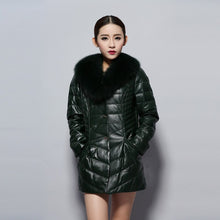 Load image into Gallery viewer, Genuine Leather Coat Female Single Breasted Ladies&#39; Full Pelt Real Fox Fur Collar Women&#39;s Down Coat 14157