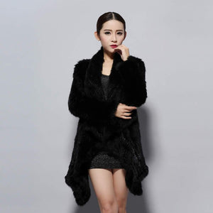 Natural Rabbit Fur Coat Jacket Biggest Size Jacket Winter Long Overcoat