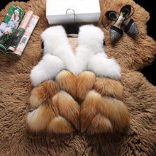 Load image into Gallery viewer, Full Pelt Fox Fur Vest for Women Contrast Color Real Fur Waistcoat 16245