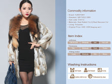 Load image into Gallery viewer, Women&#39;s Real Rabbit Fur Coat Luxury Raccoon Fur Collar Long Overcoat 010112