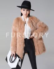 Load image into Gallery viewer, Women&#39;s Natural Fox Fur Coat Winter Full Sleeve Long Fox Fur Big Patches Real Fur Coat Female