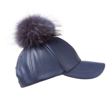 Load image into Gallery viewer, Women Baseball Cap with Fluffy Real Fur Detachable Pompom Streetwear Hip Hop Cool Hat Fur Story 17606