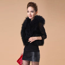 Load image into Gallery viewer, Genuine Tight Knitted Rabbit Fur Vest with Big Mongolia Lamb Fur Collar