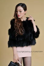 Load image into Gallery viewer, Real Rabbit Fur + Raccoon Fur  Coat Short Jacket  Overcoat FS13025