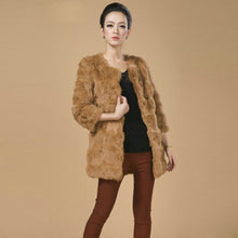 Load image into Gallery viewer, Real Rabbit Head Fur Coat Overcoat Jacket Womens&#39; Top Garment Gilet Winter Dress Long Version Fur Story FS13017