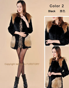 Winter Natural Fur Coat Female Pocket Decoration Women's Coat