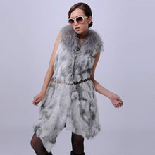 Load image into Gallery viewer, Real Rabbit Fur Vest Raccoon Fur Collar Waistcoat Coat Jacket