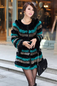 Knitted Rabbit Fur Coat Jacket Vest Sweater Long and Short Version 13003