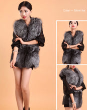 Load image into Gallery viewer, Natural Silver Fox Fur Vest with Genuine Whole Sheep Leather Fur Vest Jacket