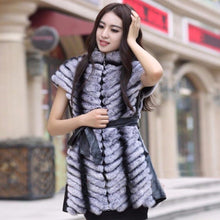 Load image into Gallery viewer, Women&#39;s Natural Rex Rabbit Fur Vest with Genuine Sheep Leather Winter 16216