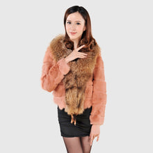 Load image into Gallery viewer, Rabbit Fur Coat Women&#39;s with Big Raccoon Fur Collar Real Natural Fur Coats Female
