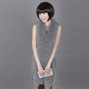 Natural Mongolia Lamb Fur Vest Wool Vest Jacket Coat Commuter Style Big Lamb Fur