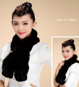 Real REX Rabbit Fur Scarf Wrap Cape Shawl Neck Warmer Women Children Scarf Flower Decoration FS14522