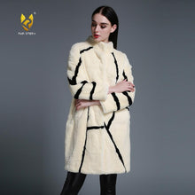 Load image into Gallery viewer, Women&#39;s Natural Fur Coat Contrast Color Real Rex Rabbit Fur Coats  161212