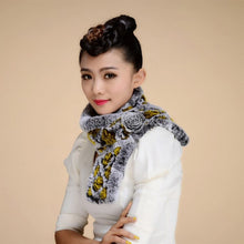Load image into Gallery viewer, Real REX Rabbit Fur Scarf Wrap Cape Shawl Neck Warmer Women Scarf Flower Decoration FS14509