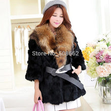 Load image into Gallery viewer, Natural Rabbit Fur Coat Jacket Thick Jacket Winter Long Overcoat