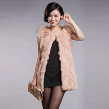 Load image into Gallery viewer, Natural Rabbit Fur Vest Raccoon Fur Shoulder Coat Jacket 7color Belt Women's Real Fur Vest