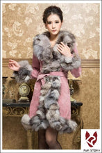 Load image into Gallery viewer, Genuine Leather Coat Pig Suede Leather Silver Fox Fur Collar  Jacket Outwear  010204