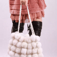 Load image into Gallery viewer, LARGE size  lovely Real Rabbit Fur ball bag handbag side bag Shoulder bag totes size 24*30 FS040106