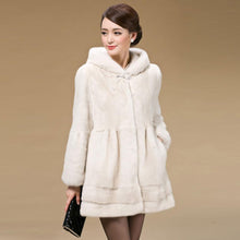 Load image into Gallery viewer, Women&#39;s Coats Real Mink Fur Coat Hoodie Slim Waist Style 16054