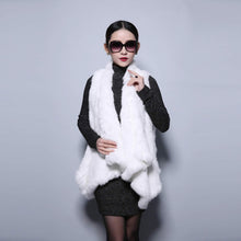 Load image into Gallery viewer, Women&#39;s Knitted Real Rabbit Fur Vest Europe Latest Style Long Vest Waistcoat Jacket