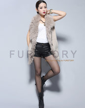Load image into Gallery viewer, Genuine Pig Leather Suede Women&#39;s Vest  with Real Lamb Fur Collar