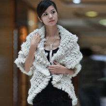 Load image into Gallery viewer, Knitted Natural Rabbit Fur Vest Jacket Stole Cape Coat Shawl Outwear