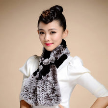 Load image into Gallery viewer, Real REX Rabbit Fur Scarf Flower Decoration Wrap Cape Shawl Neck Warmer Various Colors Soft Fur FS14507