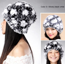 Load image into Gallery viewer, Real Rex Rabbit Fur Hat Thick Wool Beanie Hat Cap Ladies&#39; Headgear 13606