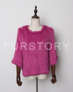 New Real Rabbit Fur Coat Female Real Fur Pullover Women's Winter Coast Rabbit Fur Knitted Coat Promotions Fur Story FS13069