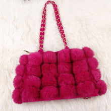 Load image into Gallery viewer, Real Rabbit Fur Ball Bag Handbag Lovely Side Bag Women Purse Totes SMALL Size 20*28 Good Choice for Chirstmas Gift FS040102