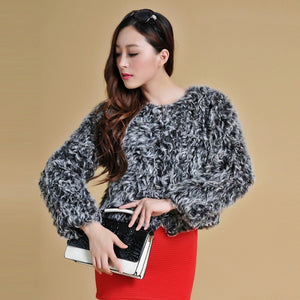 New Real Knitted Lamb Fur Coat Jacket Overcoat Women's Winter Coats Ladies' Top Natural Fur Coat Fur Story FS13041
