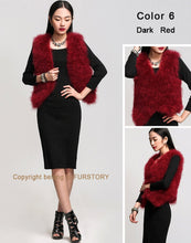 Load image into Gallery viewer, Natural Turkey Fur Vest Stylish Puff Fur Vest Real Fur Vest Female