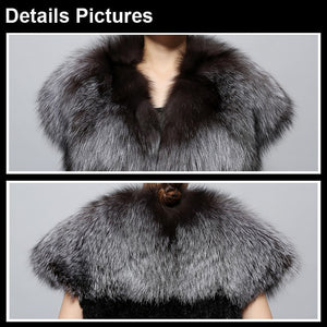 Women's Knitted Real Mink Fur Splicing Silver Fox Fur Vest Real Fur Vest Female