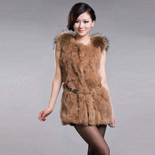 Load image into Gallery viewer, Natural Rabbit Fur Vest Raccoon Fur Shoulder Coat Jacket 7color Belt Women's Real Fur Vest