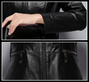 Genuine Sheep Leather Jacket Women's Leather Motorcycle Jacket