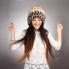 Load image into Gallery viewer, Cute Hats Fur Hat for Women Knitted Real Mink Fur Hat Fur Cap 14623