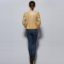 Load image into Gallery viewer, Genuine Sheep Leather Jacket Women&#39;s Leather Motorcycle Jacket