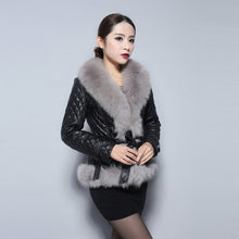 Load image into Gallery viewer, Genuine Leather Coat Jacket Real Fox Fur Collar Trim Thick Jacket Winter Overcoat Garment