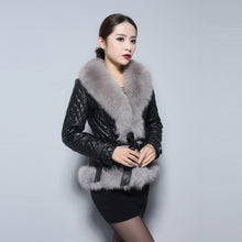 Load image into Gallery viewer, Genuine Leather Coat Jacket Real Fox Fur Collar Trim Thick Jacket Winter Overcoat Garment
