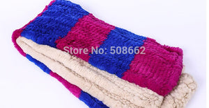 Real Knitted REX Rabbit Fur Scarf Beautiful Long Wrap Cape Shawl Neck Warmer Patches Color Top Quality FS14513