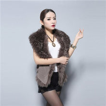 Load image into Gallery viewer, Women&#39;s Genuine Pig Leather Suede Vest with Real Lamb Fur Collar