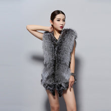 Load image into Gallery viewer, Women&#39;s Natural Fox Fur Vest with Genuine Sheep Leather Back Street Style