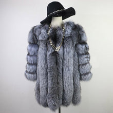 Load image into Gallery viewer, Natural Fox Fur Coat Luxury Fur Overcoat Garment Jacket Large Size O-Neck