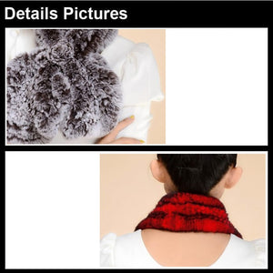 Knitted Real REX Rabbit Fur Scarf Tight Knitted  Wrap Cape Shawl Neck Warmer Women Children Scarf FS14519