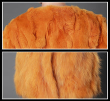 Load image into Gallery viewer, Women&#39;s Real Fur Coat Rabbit Fur Coats with Raccoon Hem Jacket