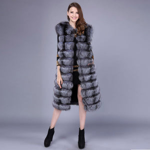 Women's Genuine Rabbit Fur Vest Women Long Style Fur Vest Female 15296