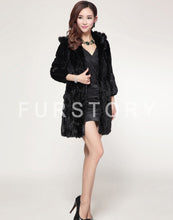 Load image into Gallery viewer, Winter Natural Knitted Mink Fur Hood Coat Female Overcoat