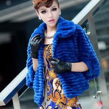 Load image into Gallery viewer, Real Rex Rabbit fur coat with bat sleeve design for women winter 010179