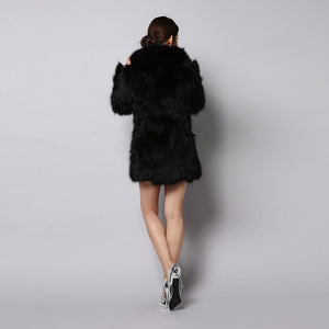 Natural Raccoon Fur Coat Women's Real Fur Jacket Long Sleeve Winter Warm Outwear 151256